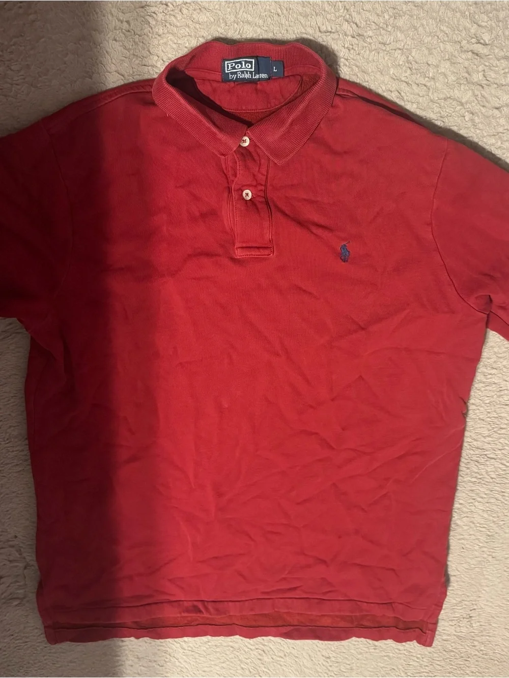 Polo By Ralph Lauren Polo Shirt Mens Size Large Red Long Sleeve Cotton Pony Logo